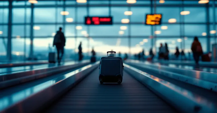 Illustration: travellers and aircraft at an airport, for the JetBlue page